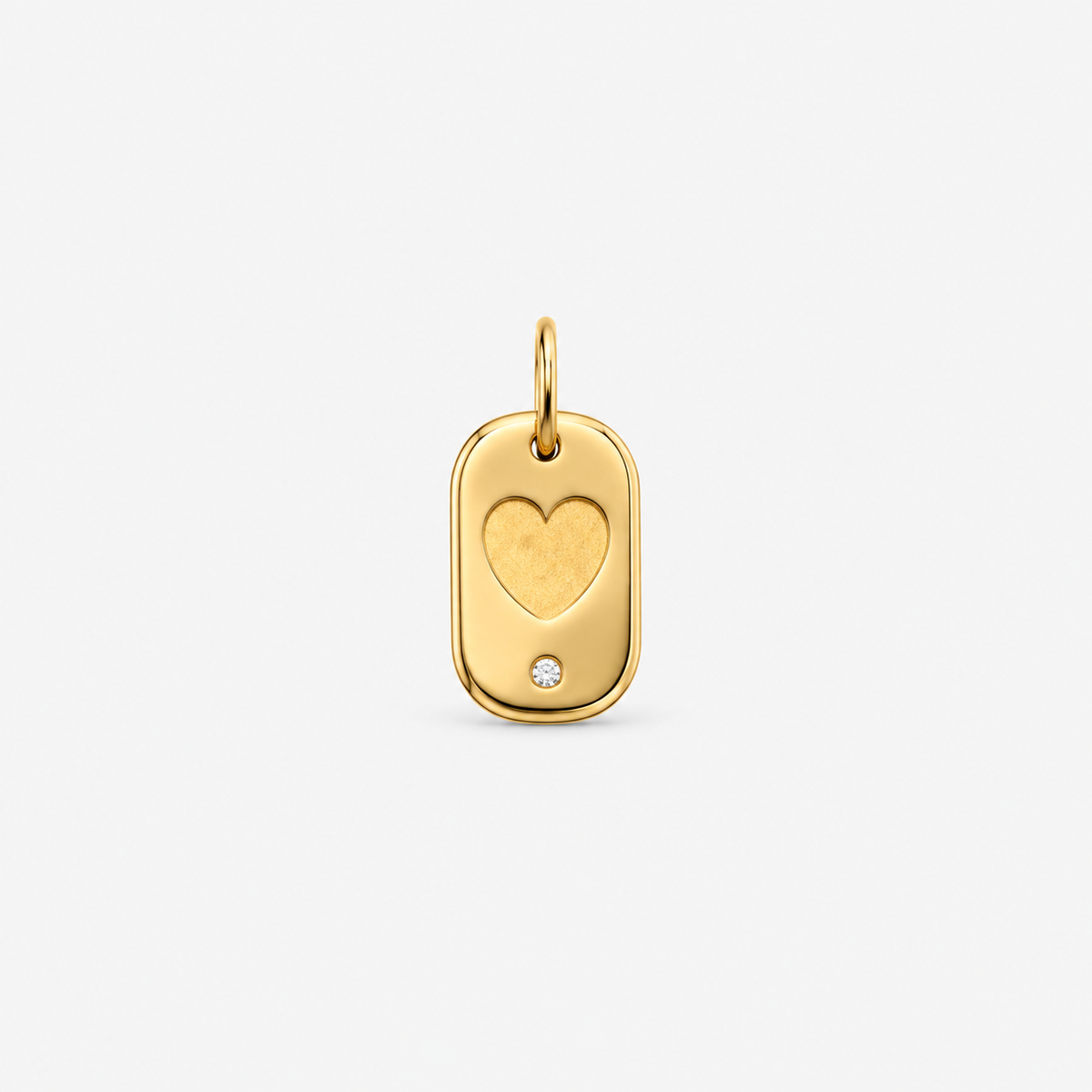 Pingente Placa Coração e Diamante + Fio de Seda