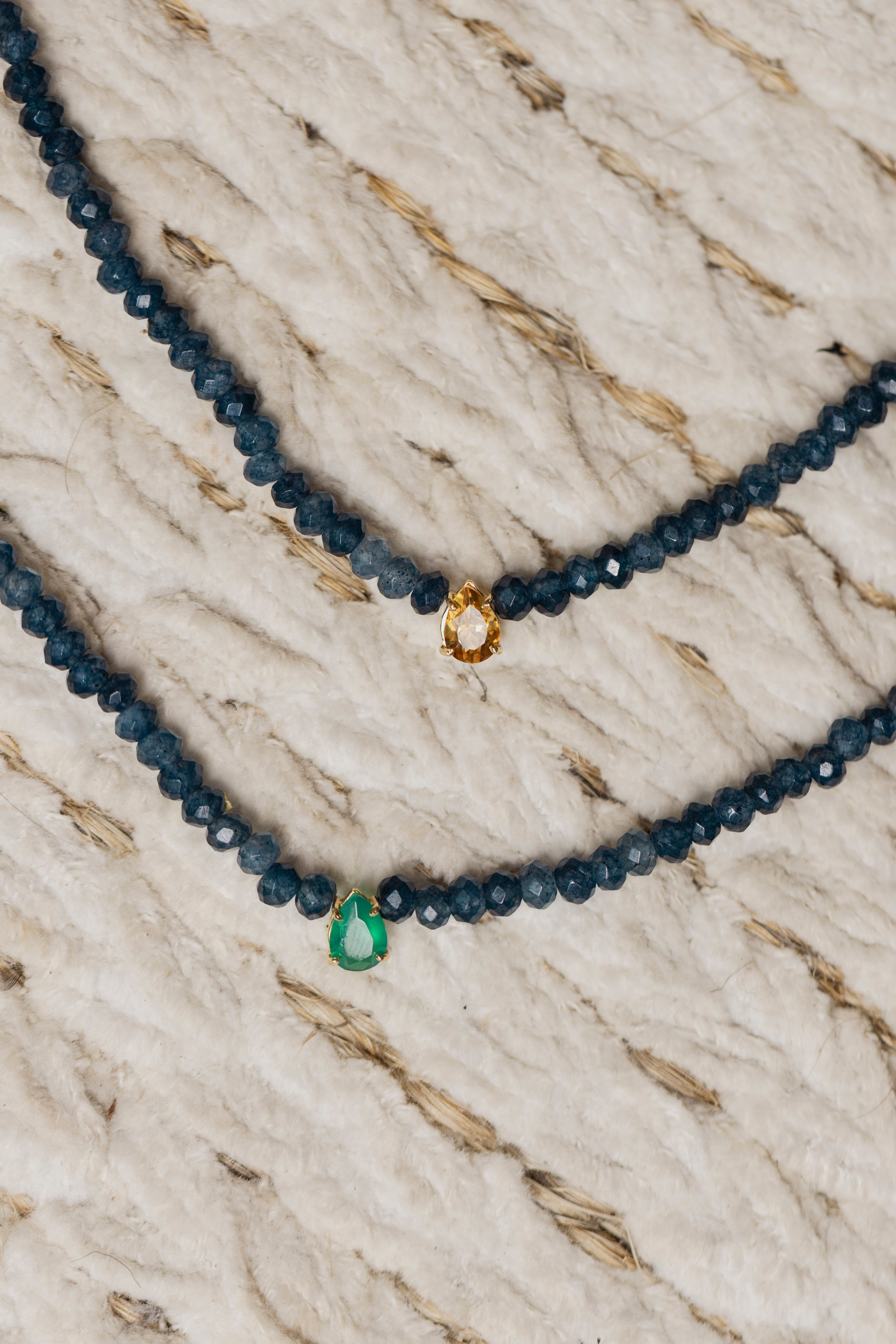 Colar Tina Jade Azul e Citrino
